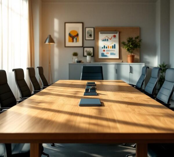 bureau rectangulaire chaises noires